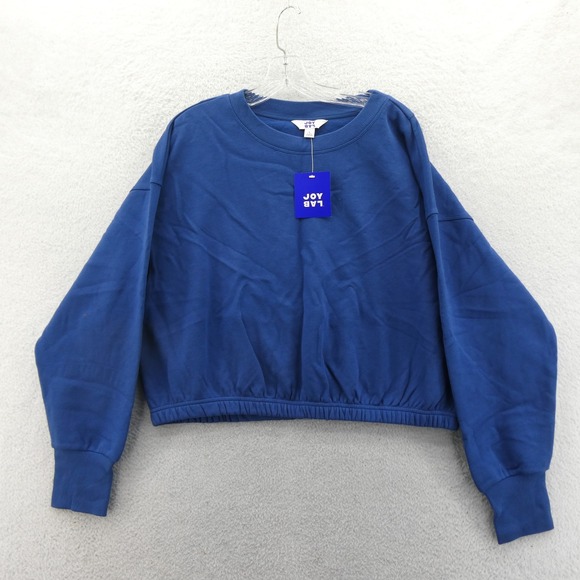 JoyLab Tops - JoyLab Sweatshirt Womens Large Boxy Fit Blue Cropped Elastic Waist Thumbhole New
